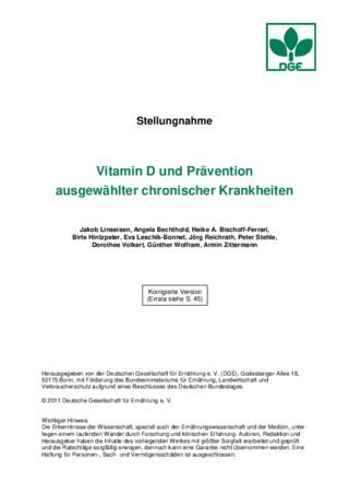 Vitamin D Und Prävention Ausgewählter Chronischer Krankheiten | DGE